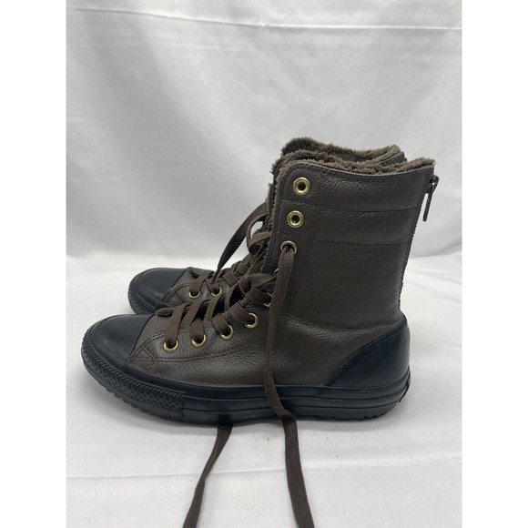 Converse Chuck Taylor All Star Boot Leather Fur Hot Cocoa/Black Women’s 6.5 - Picture 3 of 11